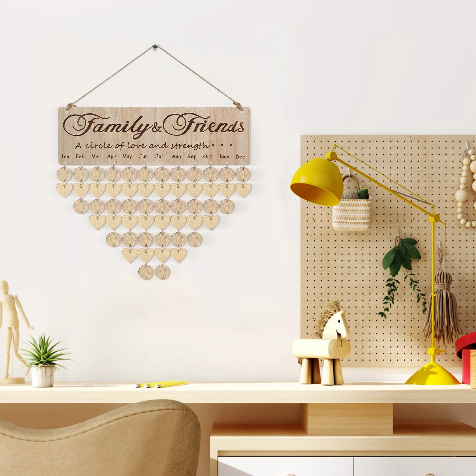 

Wooden Family Birthday Board Calendar Nordic Style Hanging Plaque DIY Birthday Reminder Anniversary Decoration