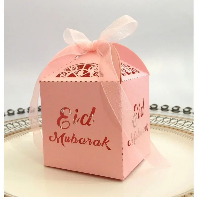 10/20pcs Eid Mubarak Hollow Out Candy Box Muslim Islamic Festival Party Paper Gift Box Ramadan Kareem Decoration for Home 2025