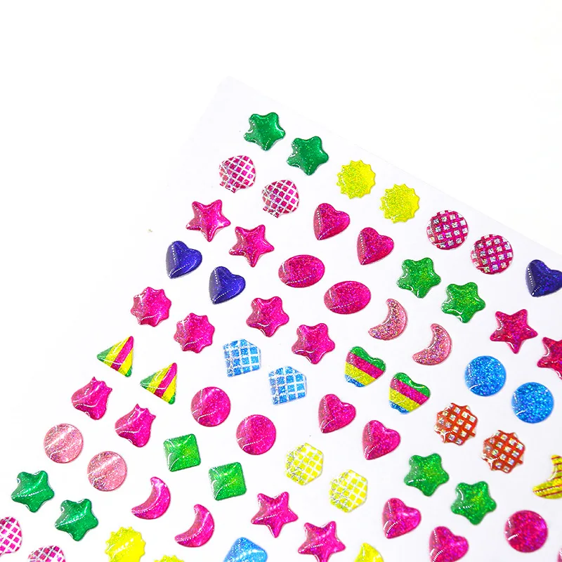 Kids Colorful Crystal Epoxy Sticker for Children\'s Cartoon Nail Ear Stickers Kindergarten Student Reward Decoration