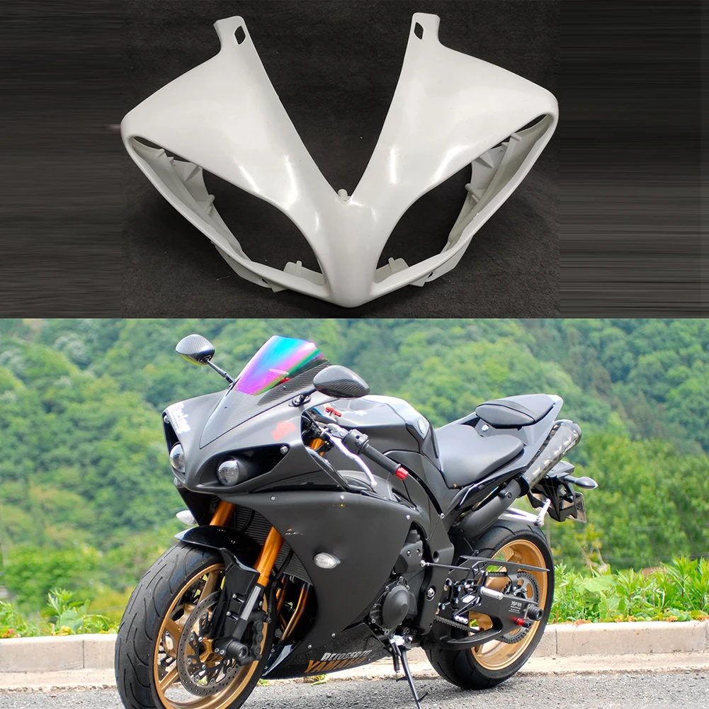 New Unpainted White Raw Front Upper Nose Fairing Injection For Yamaha YZF R1 2009 2010 2011 2012 09-12