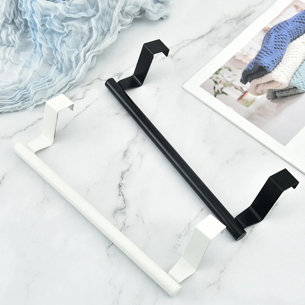 Towel Rack Over Door Towel Bar Hanging Holder White Black Stainless Steel Bathroom Kitchen Cabinet Towel Rag Rack Shelf Hanger