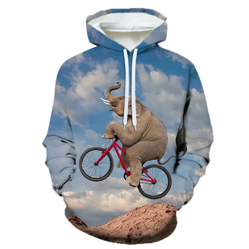 Hot Sale Elephant 3D Printed Hoodie For Men Animal Graphics Hoodies Fashion Long Sleeve Sweatshirts Children Autumn Clothing