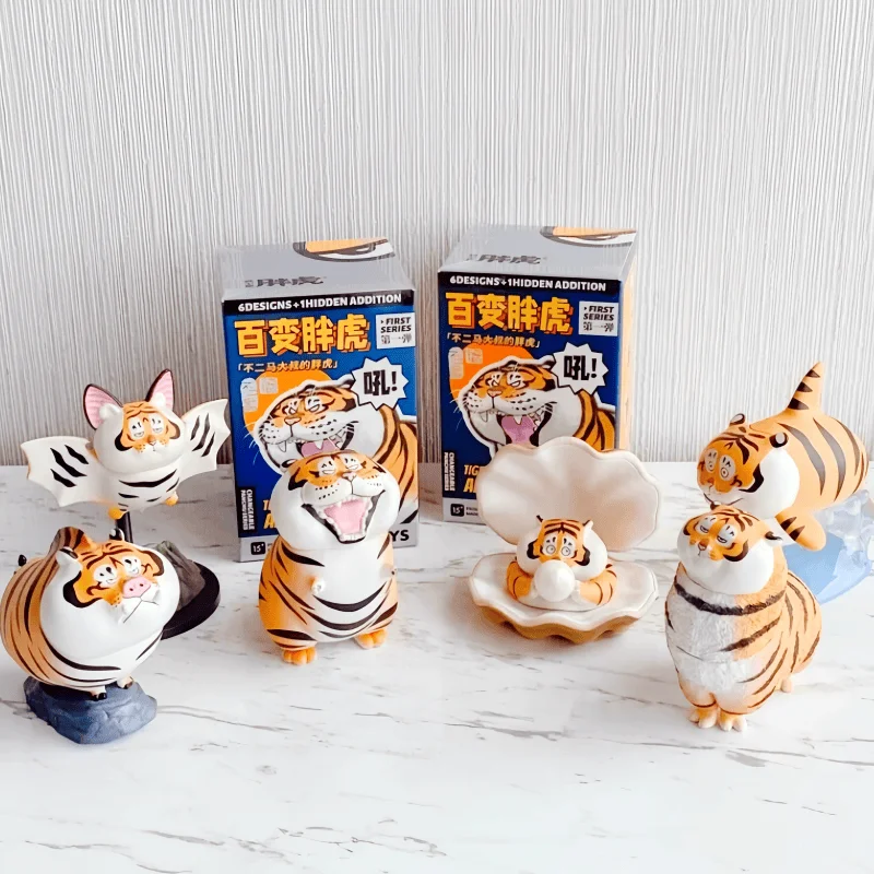 

Подлинная разнообразная глухая коробка серии Fat Tiger, милая аниме-фигурка, Коллекционная модель, игрушки для девочек, подарок на день рождения, кавайное украшение для рабочего стола
