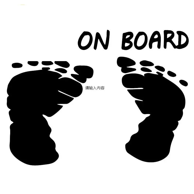 Car Stickers BABY ON BOARD Cartoon Car Stickers Footprints Creative Decorative Decals Waterproof Sunscreen Black/white,16cm*12cm
