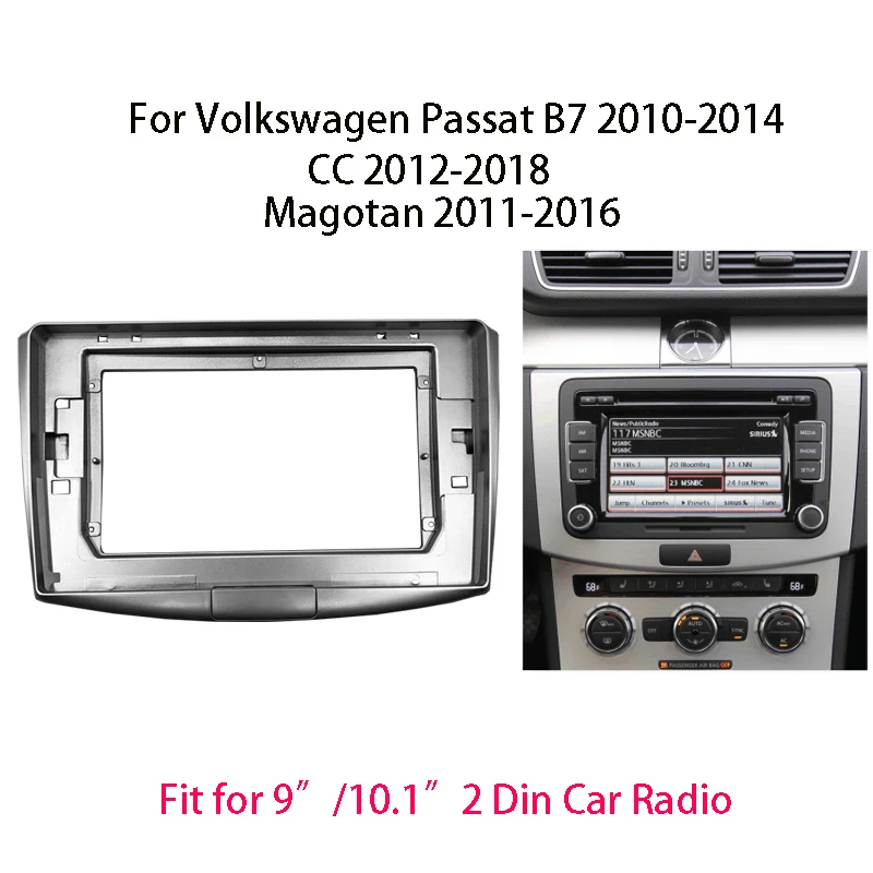 9/10.1 Inch Car Radio Fascia Frame Kit For Volkswagen Passat B6 B7 CC 2010-2018 Android Stereo Dash Panel Center Console Mount