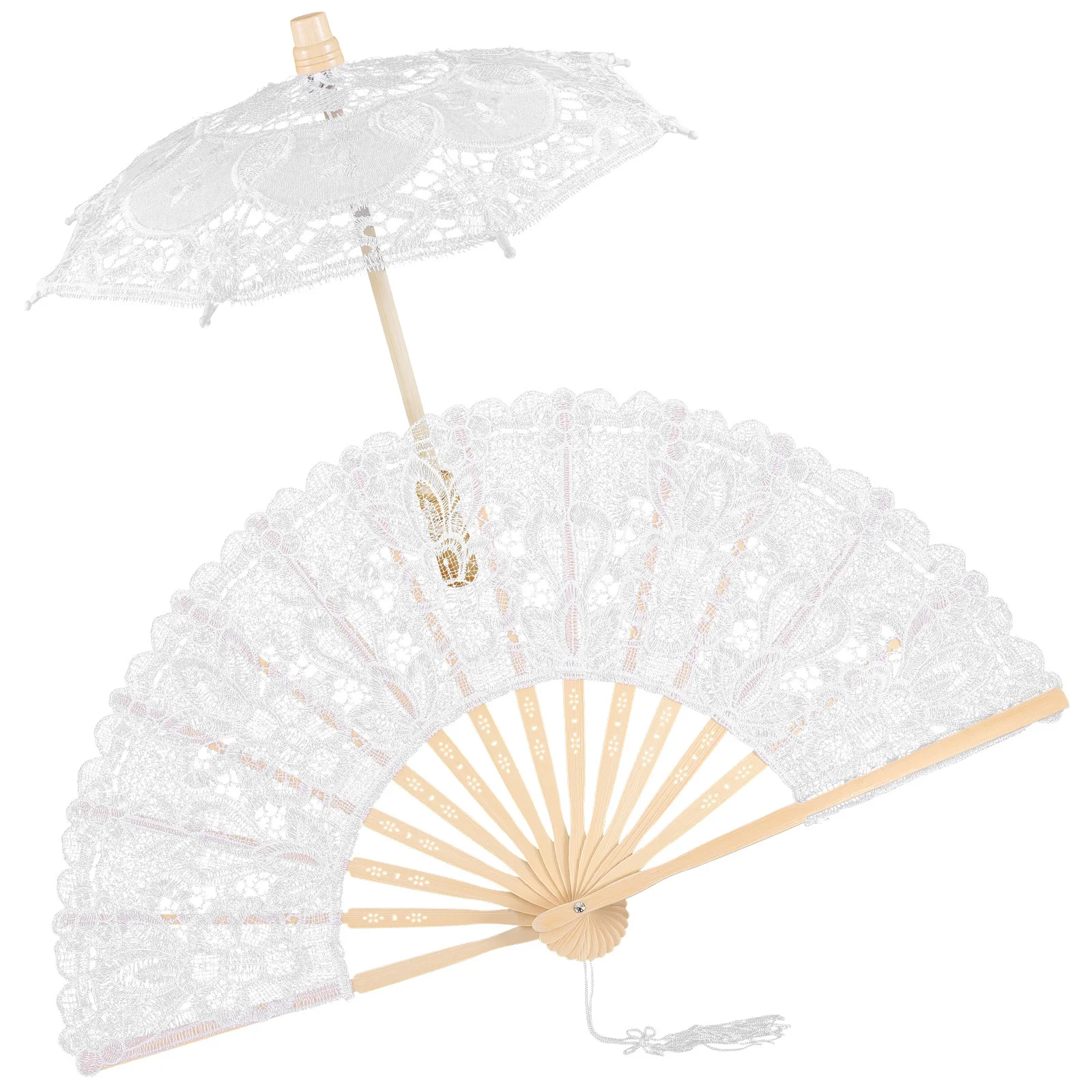 1 مجموعة مظلة من الدانتيل أنيقة الدانتيل والتطريز مروحة الزفاف خمر الزفاف التصوير الدعائم مظلة كبيرة ديكور سيدة ديكور الحفلات