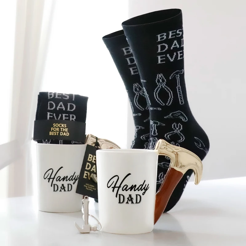 

Уникальная кружка-молот, подарочный набор, брелок, горячая распродажа, керамическая чашка с доломитом, новинка, чашка и носки, термоудерживающий подарок на день отца для папы