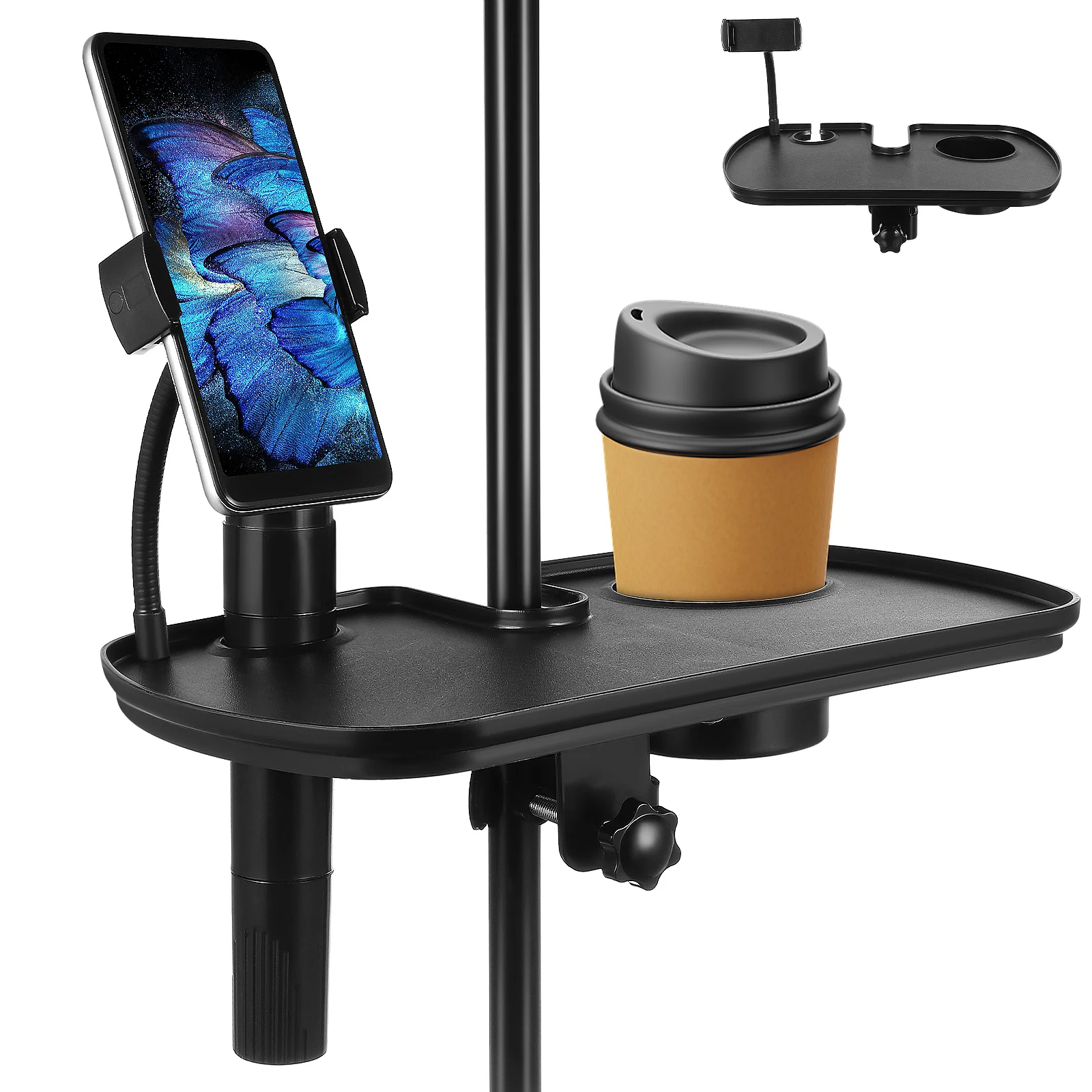 

Mic Stand Tray Large Size Black Abs Plastic Clamp On Shelf Sturdy Strong Live Broadcast Accessory Table Mic Stand Accessories