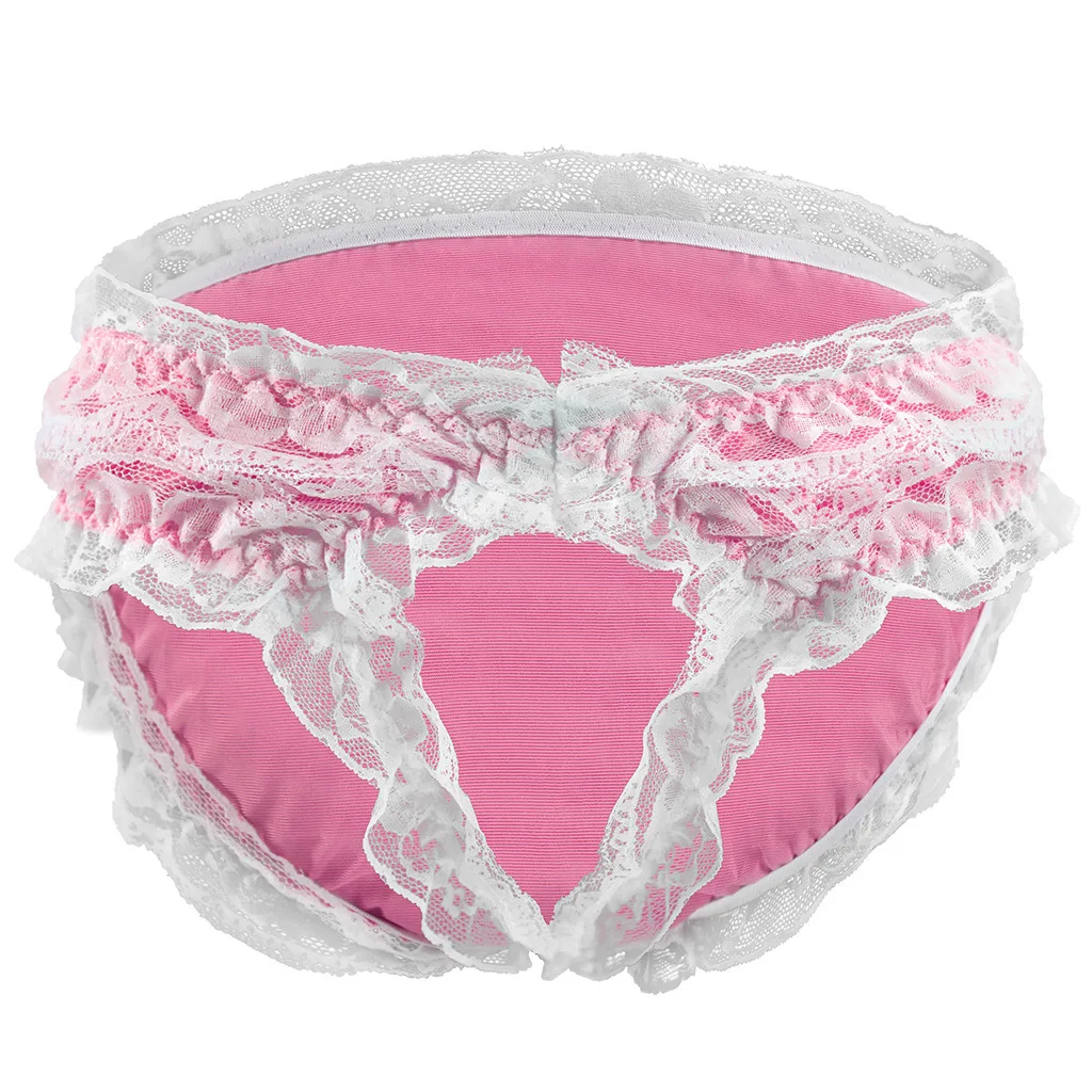 Men's Lace Open Crotch Briefs, Low-Rise Sexy Lingerie