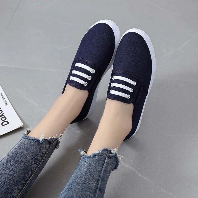 2024 New Women Canvas Sneakers Sport Casual Shoes Spring Flats Sneakers Running Shoes Ladies Shoes Loafers Round Toe Tennis