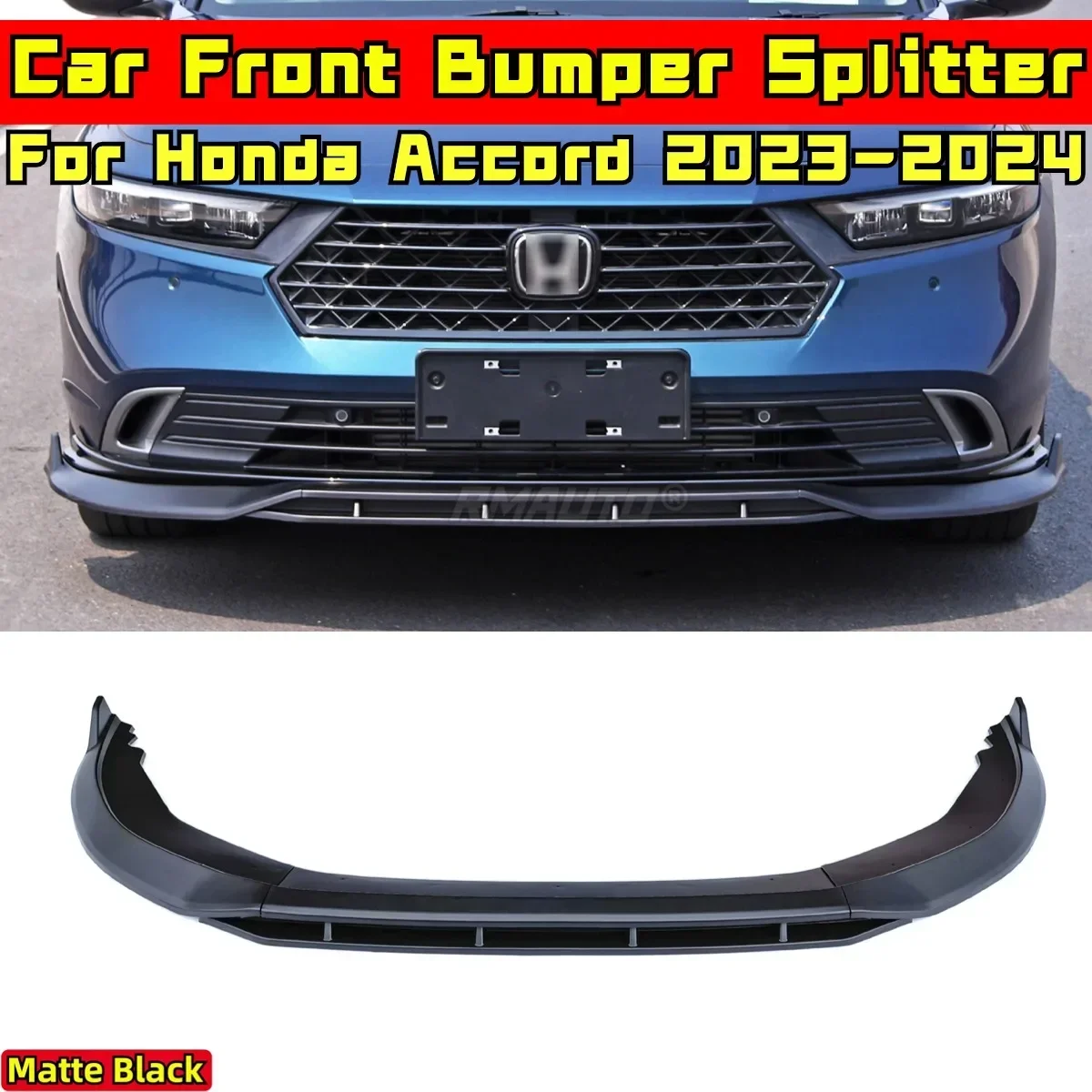 Accord Front Bumper Lip Matte Black Sport Style Bumper Splitter Body Kit For Honda Accord 11th Gen 2023-2024 Car Accessories