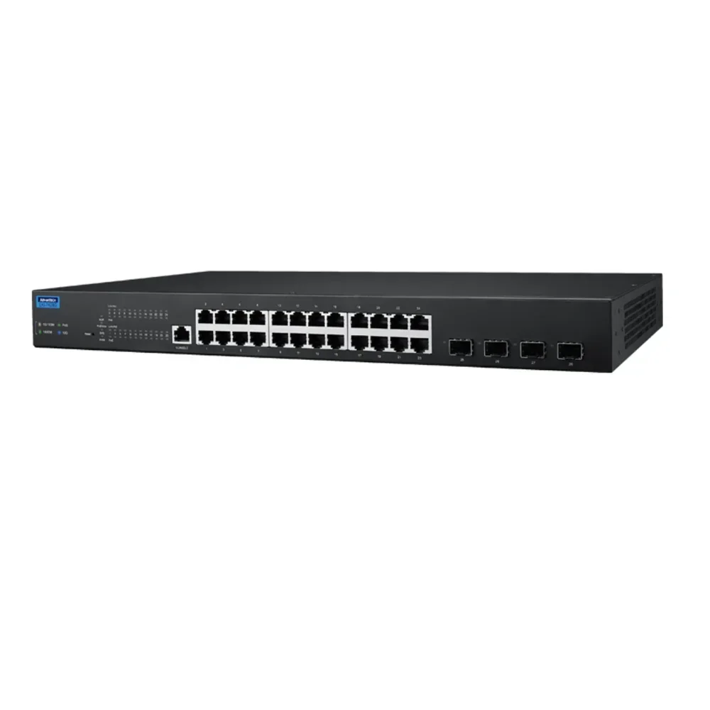 Advantech EKI-7428G-4XP 24 Gigabit Ethernet 4 10G SFP Ports L2 Managed PoE Industrial Ethernet Network Switch