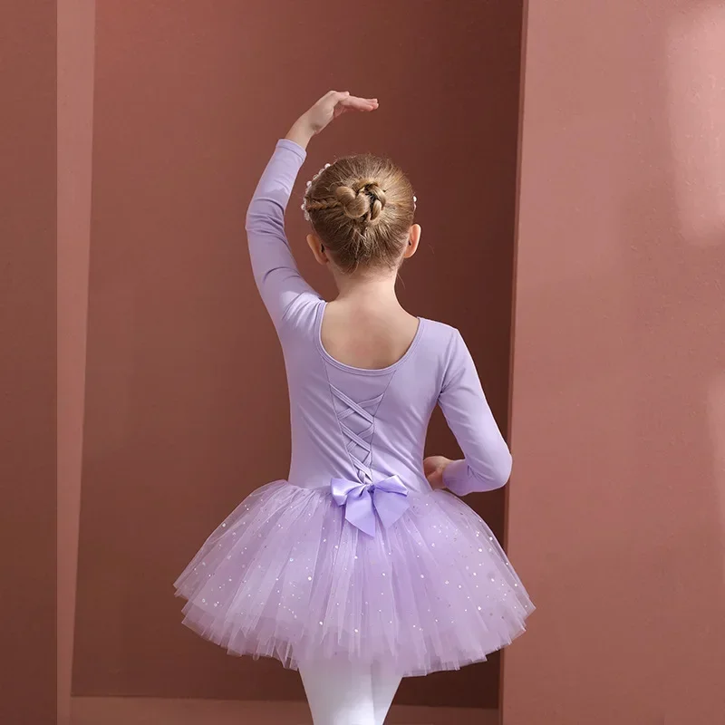 Mädchen Ballett Tanz Tutu Kleid Kinder kurze/lange Ärmel Tüll Bowknot Skate Gymnastik Weihnachten Geburtstags feier Trikot Dance wear