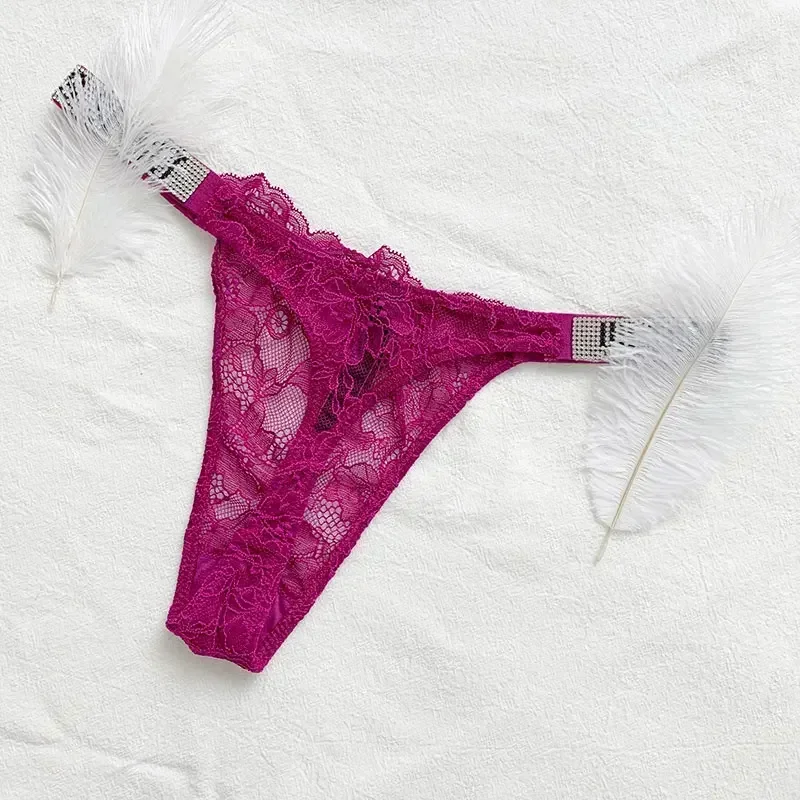 Cuecas conforto carta strass para mulheres, tanga cetim, lingerie sexy, sutiã rosa, calcinha feminina de baixo crescimento, ínti