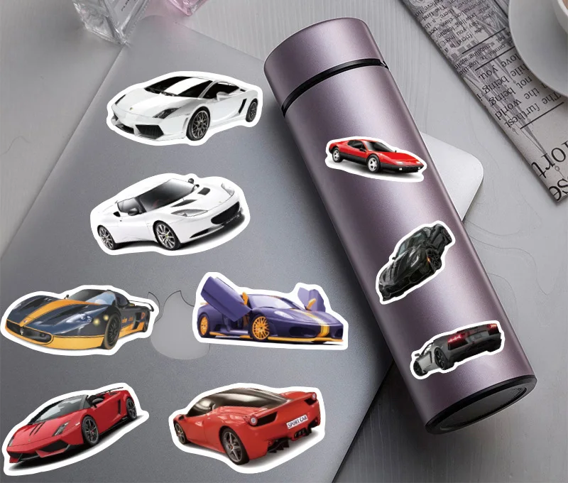 50 Pcs/Set Cartoon Sports Car Racing Car Vehicle Pattern Graffiti Stickers for Mobile Phone Case Luggage DIY Decals Decoration