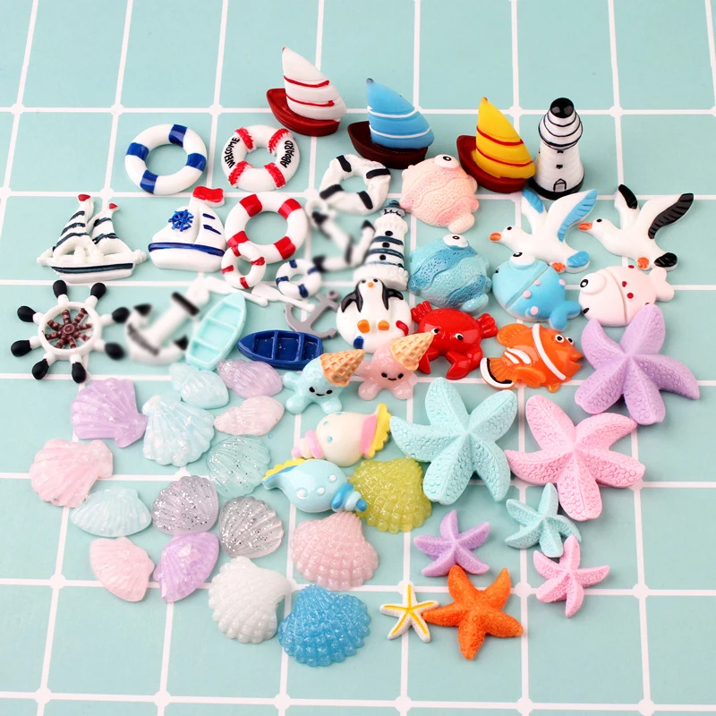 Diy Fashion Design Cute Resin Ship Lifebuoy Starfish Boat Anchor Ocean Element Accessories Fun Mini Children's Headwear Wholesal