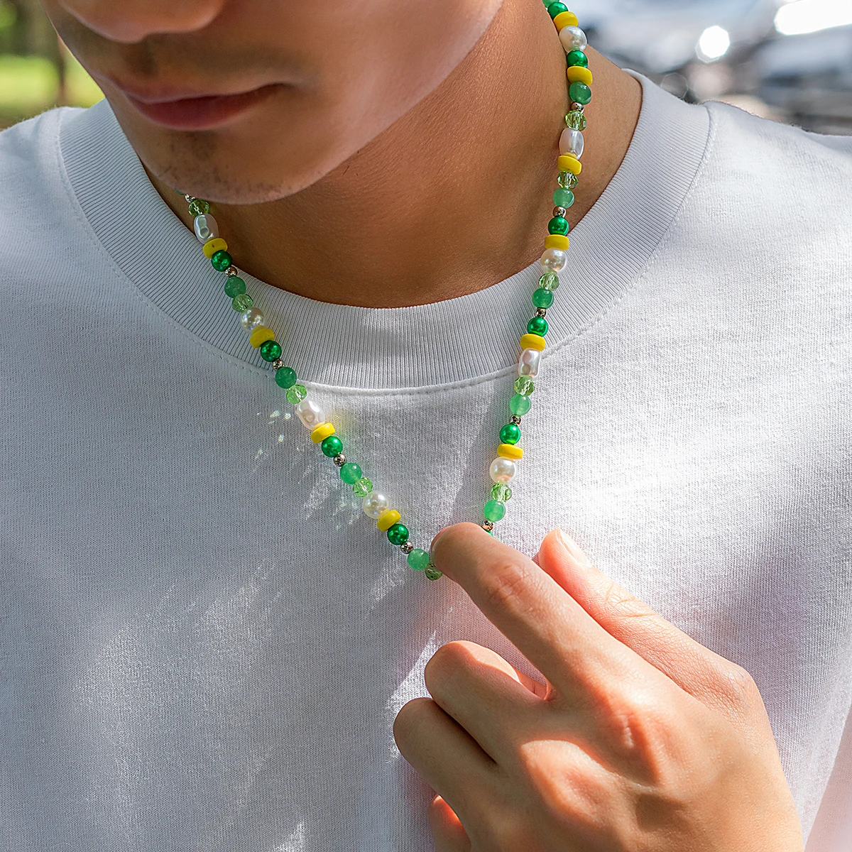Salirco Bohemian Imitation Pearl Choker Necklace Fashion Colorful Acrylic Beaded Short Necklace Women\'s Trend Y2K Beach Jewelry