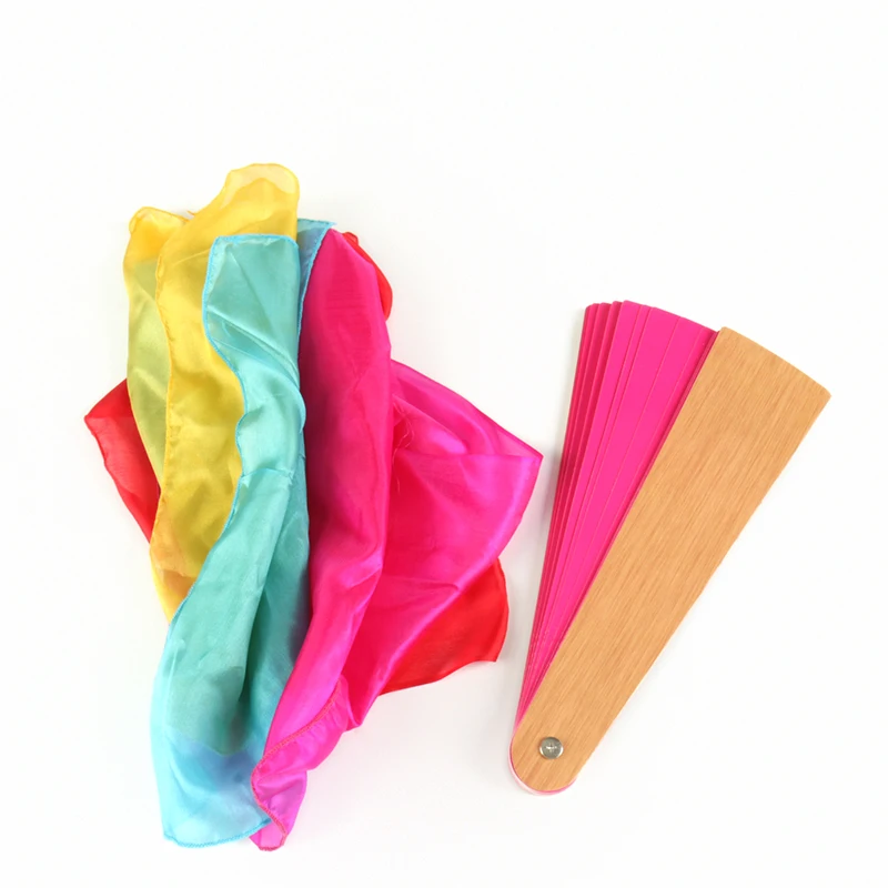 Four Color Changing Fan Magic Trick Quick Color Switch Stage Magic Props Easy Magic for Female Magician Performance
