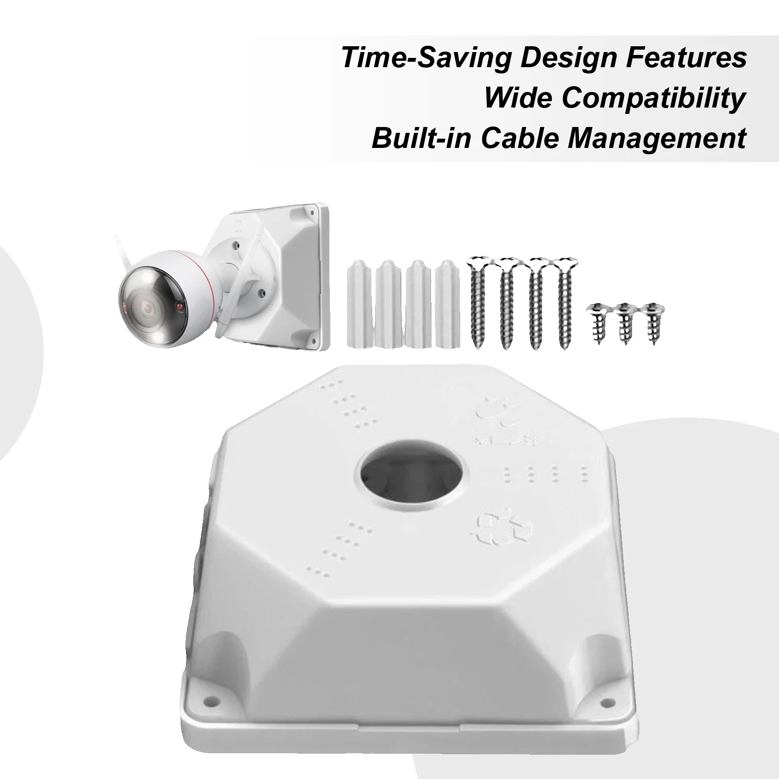 Security Camera Junction Box 3.5Inch Indoor Square Cameras Junction Base Box Removable Enclosure for Campus Parking Lot