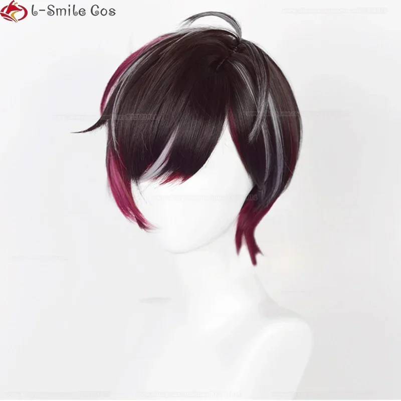 Vtuber Nijisanjien EN7 XSOLEIL Ver Vermillion Cosplay Pruik 33 cm Korte Ver Pruiken Haar Hittebestendige Haar Mannen Party Pruik + pruik Cap