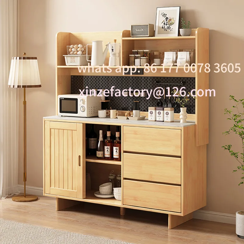 

Customizable Nordic All Solid Wood Dining Side Cabinet Modern Simple Shelf Household Cabinet