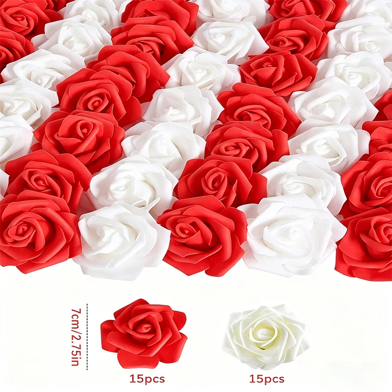 30 Stück künstliche Rosenblütenköpfe, lose künstliche Schaumrosen für DIY-Brautgeschenke, Hochzeits-Blumenarrangements, Heimdekoration – Detail 12