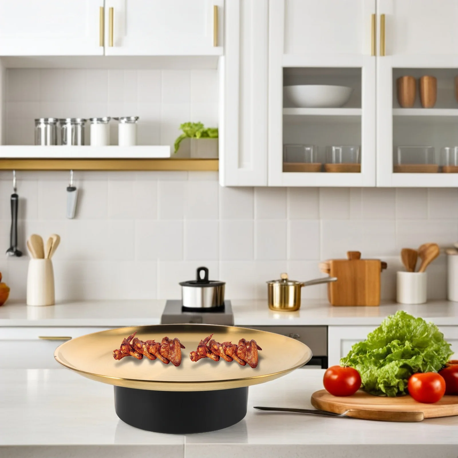 

Fruit Tray Stainless Steel European Design High-Footed Snack Serving Platter Home Gatherings Candy Dish Kitchen Appetizer