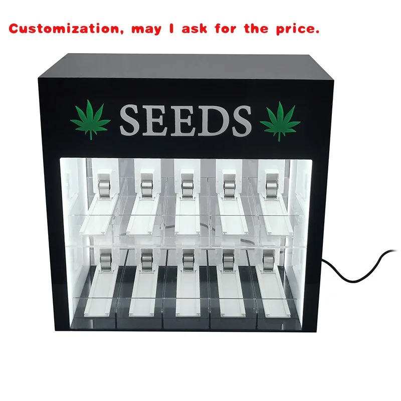 

custom.Lighted Dispenser Counter Display Two Shelves Smoke Shop Puff Pusher Display Rack