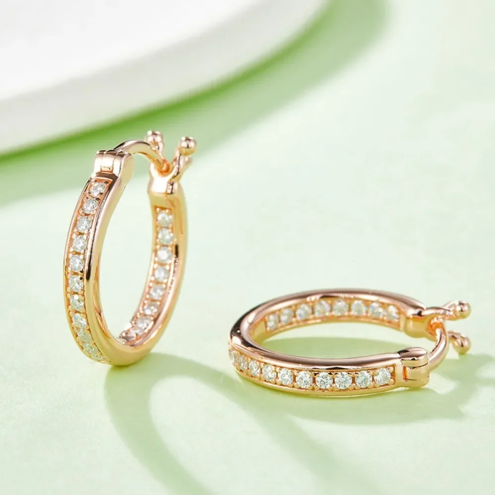 

M-JAJA 16mm Moissanite Hoop Earrings Rose Gold Plated S925 Sterling Silver Diamond Earrings for Women Gold Plated Fine Jewelry