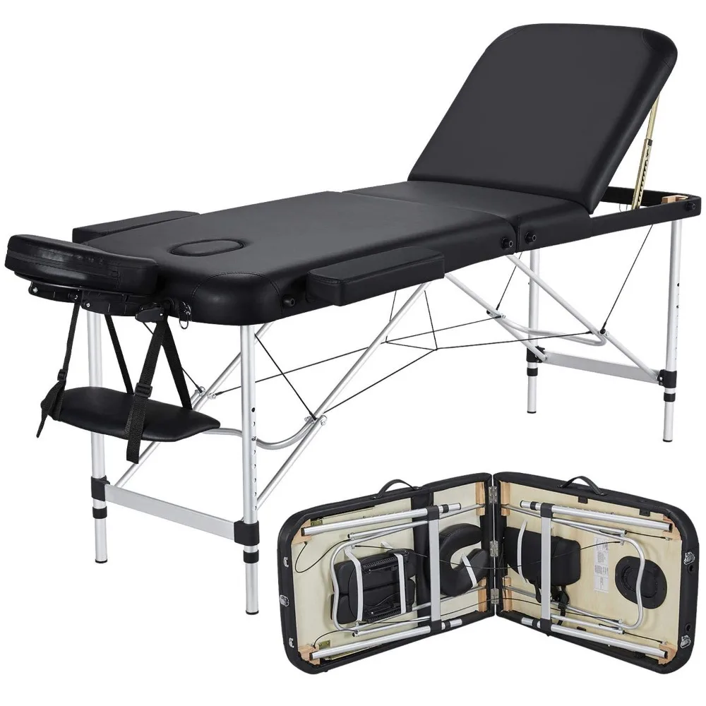

Massage Tables Portable Tattoo Table Adjustable Lash Bed Aluminium 3 Folding Spa Bed with Non-Woven Bag 24 inch Wide