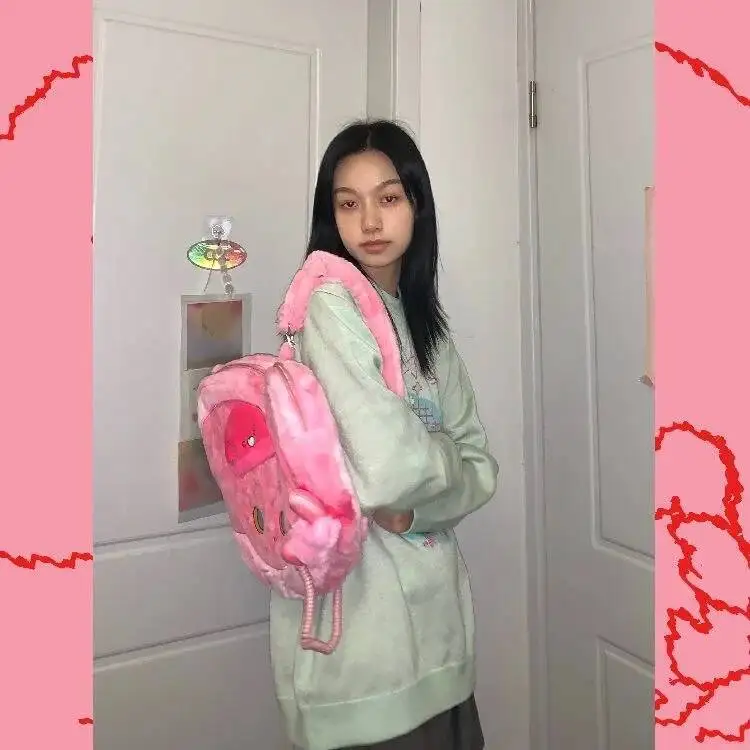 Bloom Haruku Cute Plush Crossbody Bags Women 2023 New Fur Chic Soft Messenger Bag Ladies Casual Pink Y2k Backpack Purses