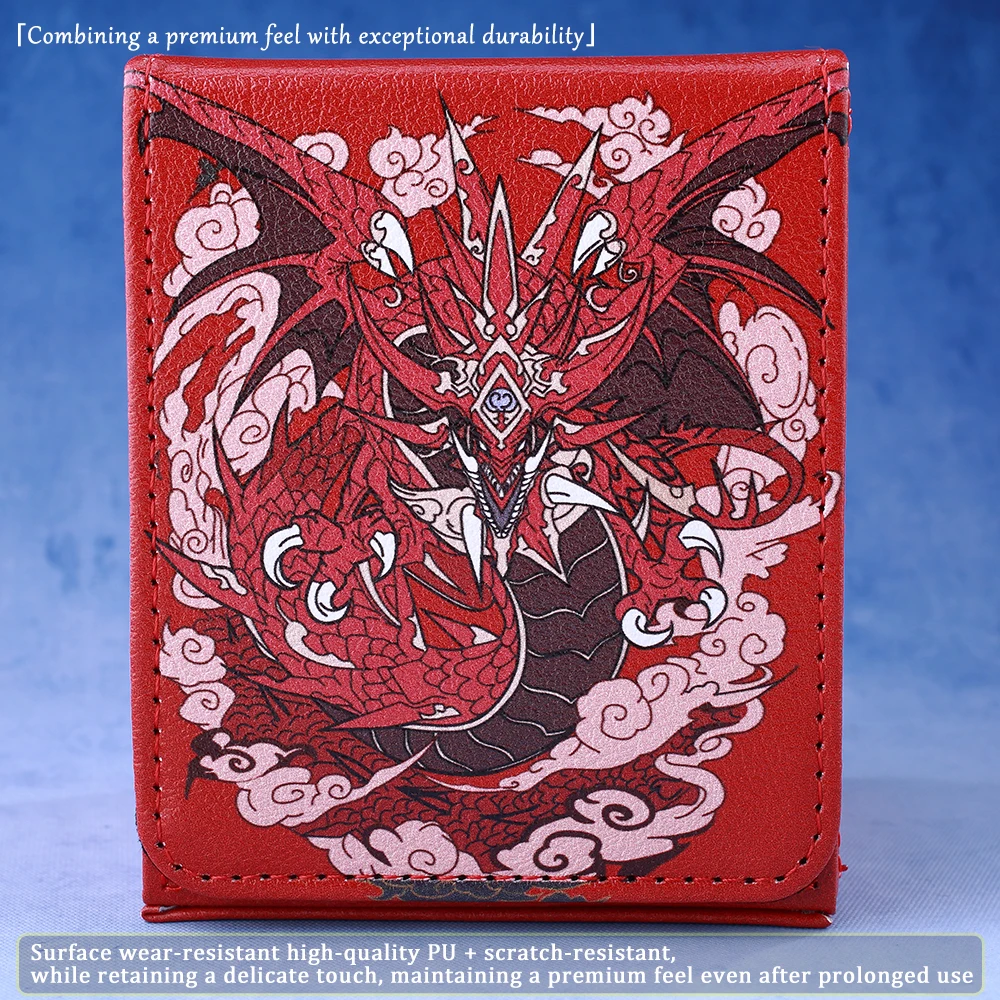 Slifer the Sky Dragon Card Deck box with Display Window, Trading Card Storage Box,Can Hold 120+ Single sleeved Cards Magnetic PU