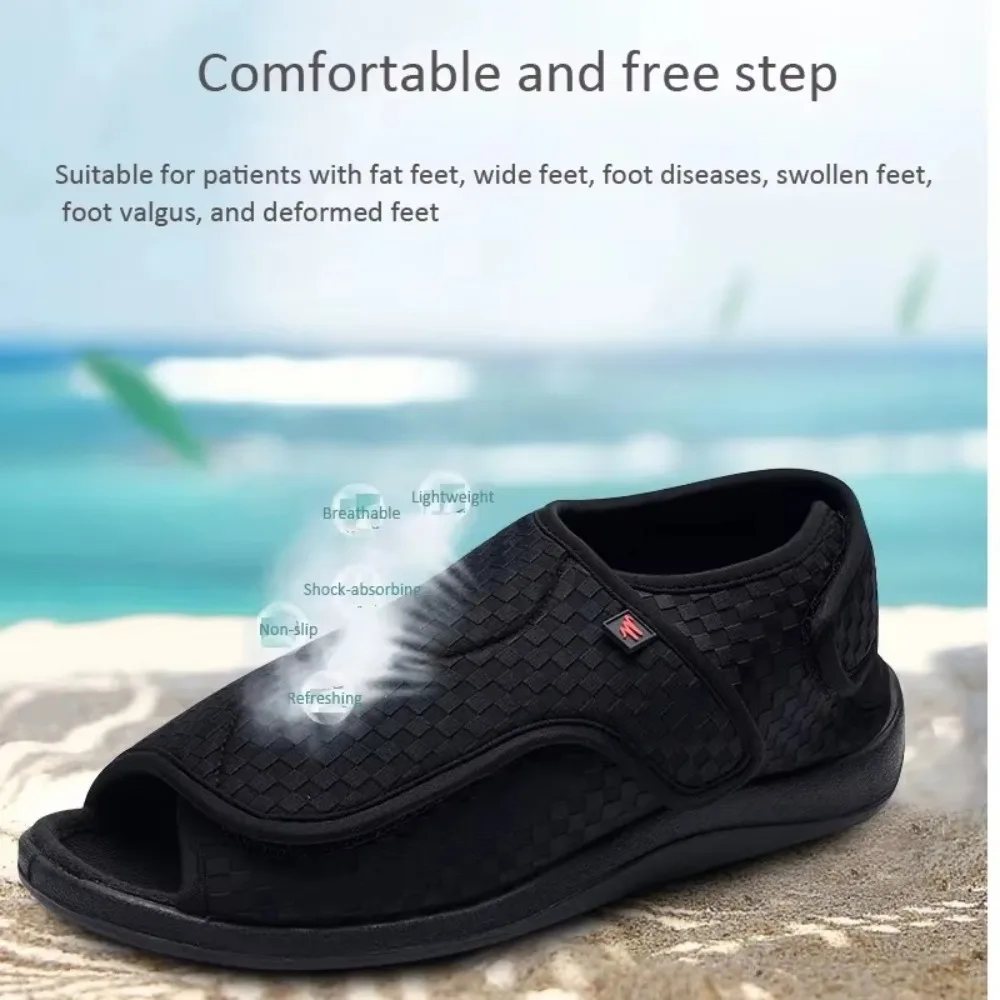 Open-toe Diabetic Widened Shoes Non-slip Soles Adjustabl Elderly Feet Swollens Fat Deformation Slippers Thumb Valgus Cares Shoes