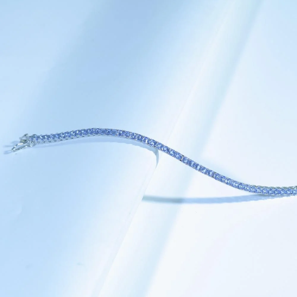 

Браслет с танзанитом 3 мм 19 см S925, серебряный браслет для мужчин и женщин, модные украшения в стиле хип-хоп