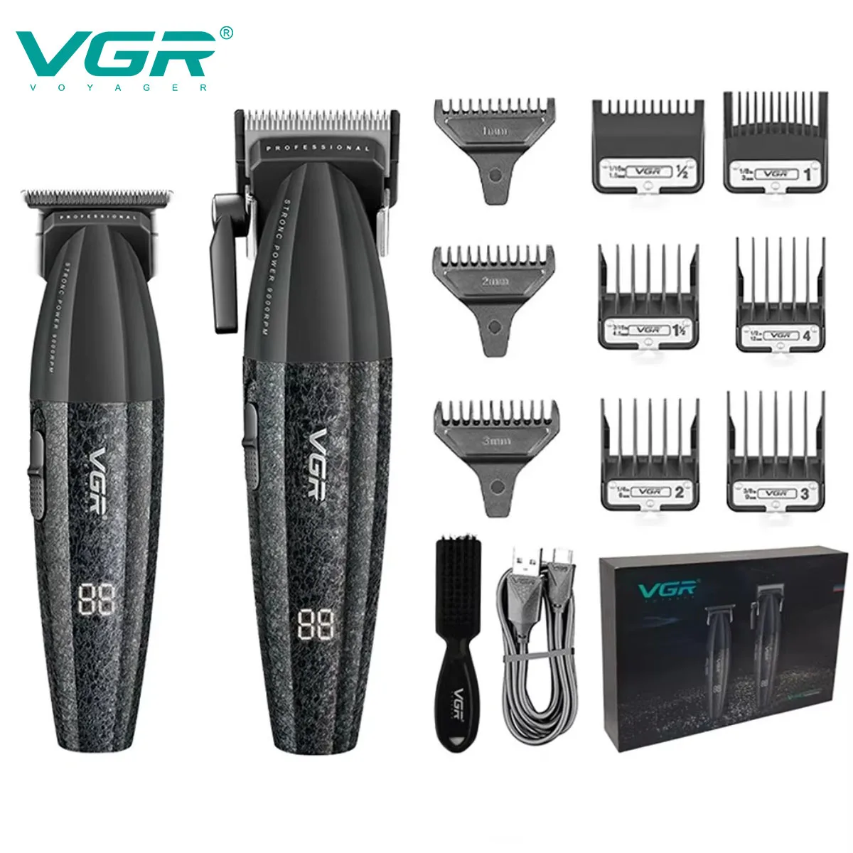VGR Haartrimmer Professioneel Haartrimmer Verstelbaar Haarknipmachine 9000 tpm Draadloos Tondeuse en trimmer set V-640 S3