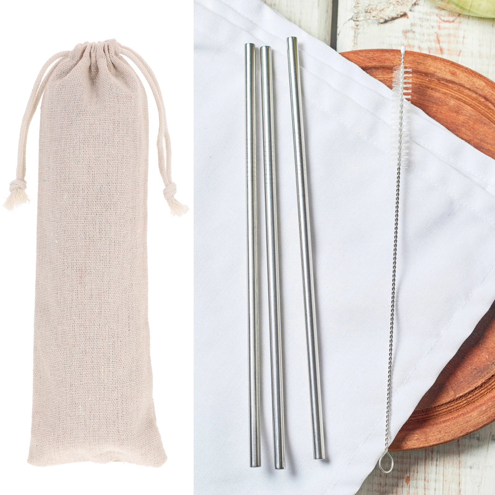 

20 Soft Storage Bag Foldable Cotton Straw Carrying Case Linen Pouch Travel Case for Utensils Daily Use Gift