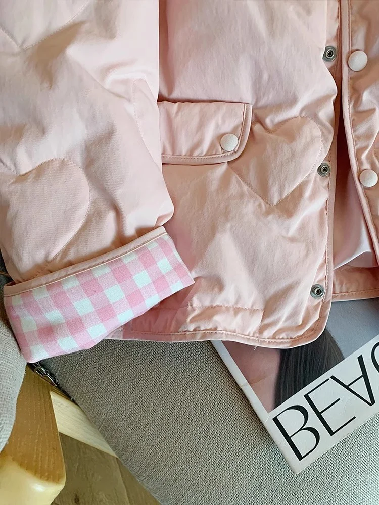 

Korean Sle Sweet ort Cotton Jaet round Ne Men's Love Heart Coat Casual Comfortable Faion for Autumn Winter