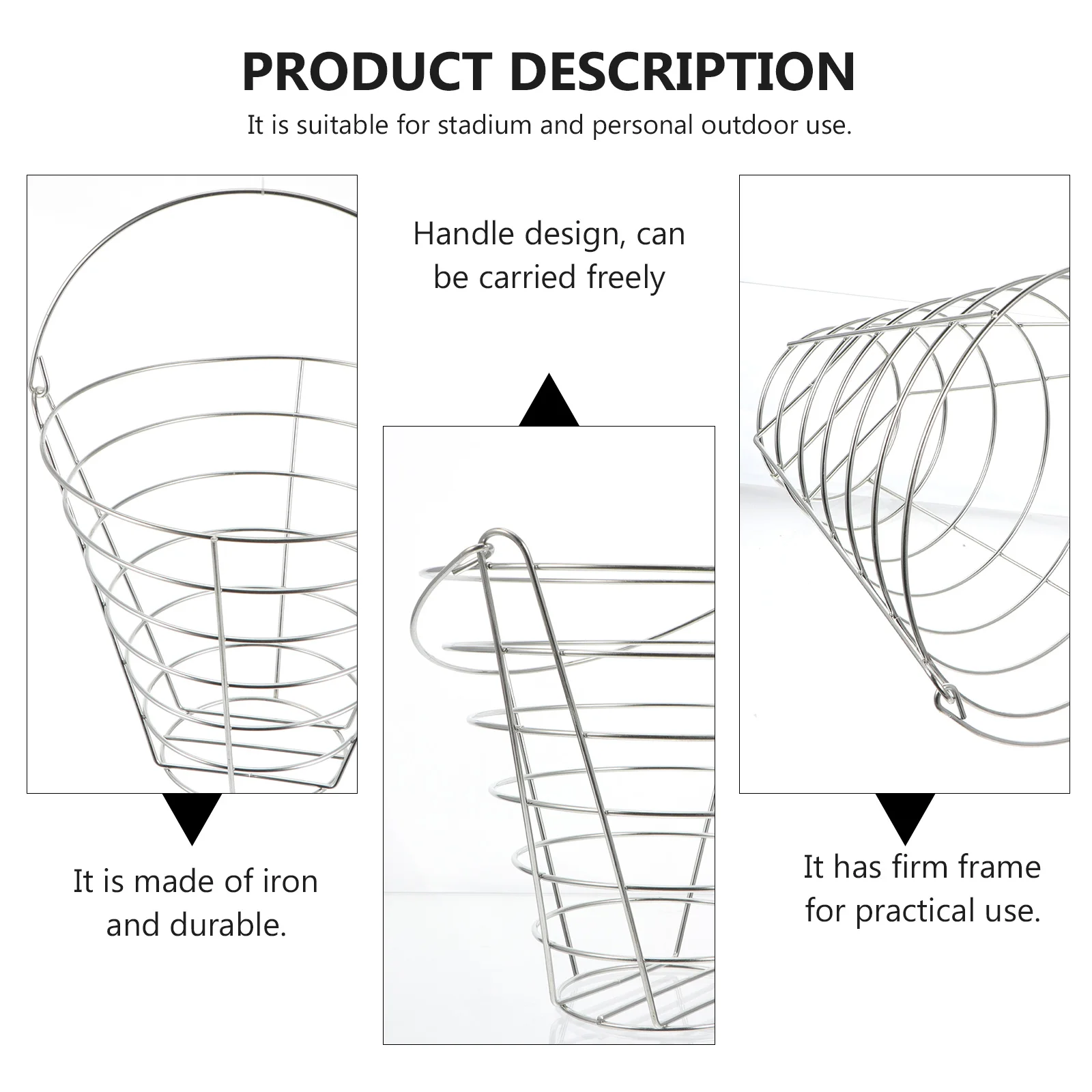 

Basket Metal Golf Ball Holder Large Capacity Sturdy Iron Frame Lightweight Durable Outdoor Stadium Storage Container