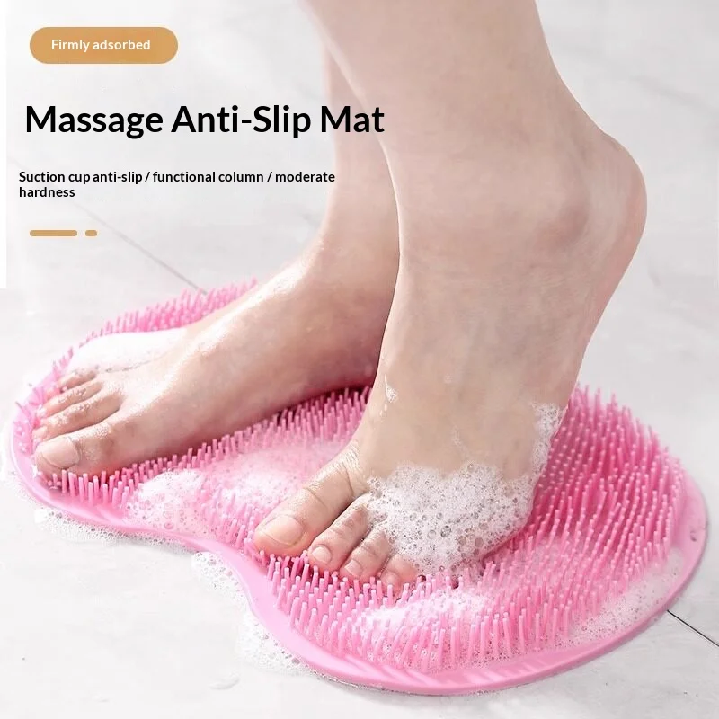 Silicone Foot Scrubber Mat Suction Cup Non‑Slip Bath Massage Pad Dead Skin Remover for Bathroom Shower Back Rub Cleaning Tool