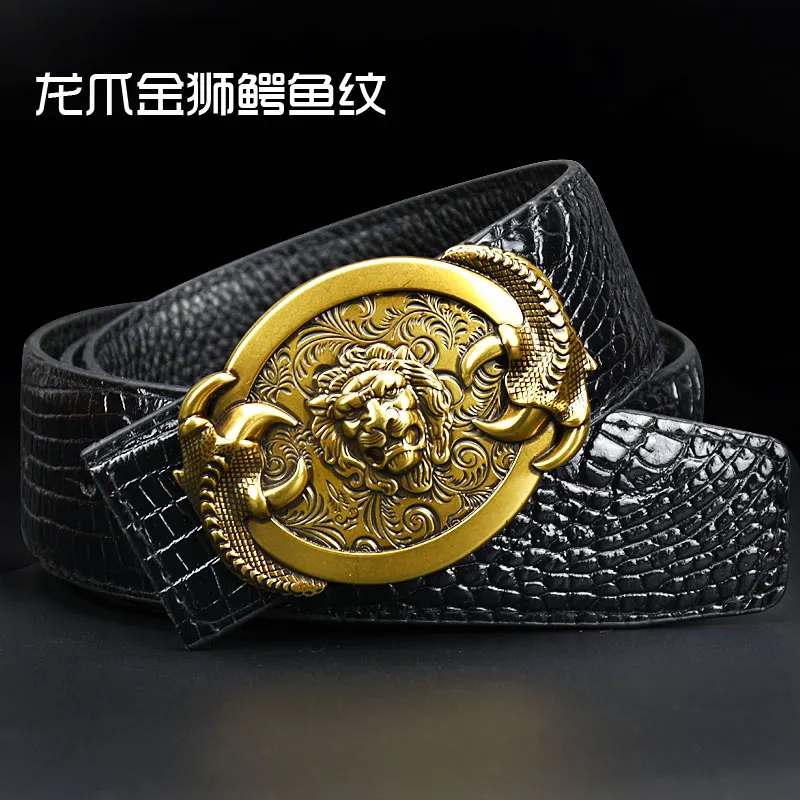 China cinto de couro dragão para homens, cinto de negócios casual, padrão crocodilo, cinto de jeans de luxo, alta qualidade, moda masculina jovem