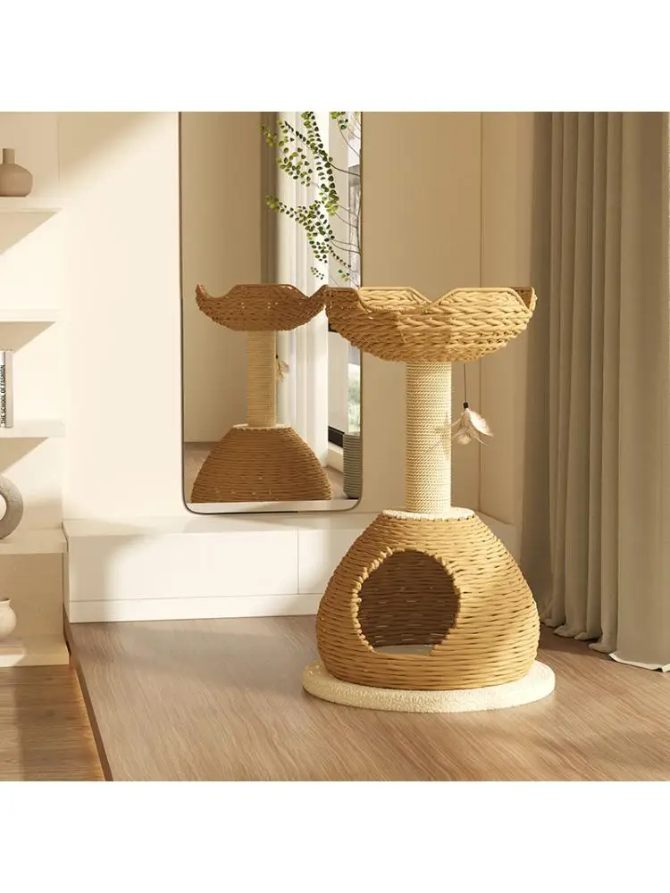 Handmade Rattan Cat Climbing Frame, Cat Litter, Breathable, Environmentally Friendly and Durable