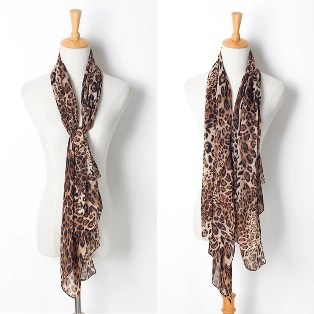 

Fashion Leopard Print Chiffon Scarf Vintage Long Elegant Shawl Silk Scarf Soft Chiffon Shawl Scarf Women