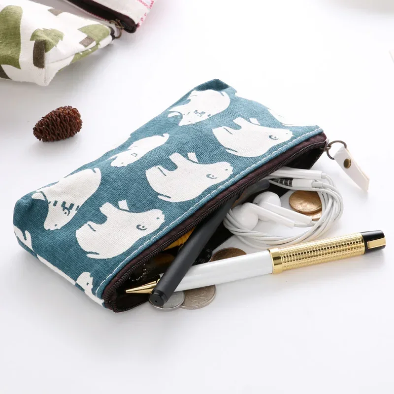 Fashion Flower Pattern Coin Purses Small Fresh Canvas Coin Wallet Lady Girls Earphone Coin Key Money Storage Bag Zipper Pouch