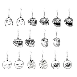 Funny TrollFace Earrings Accessories Acrylic NoMeGusta Rage Face ForeverAlone Dangle Earrings For Kids Adults Jewelry Gifts