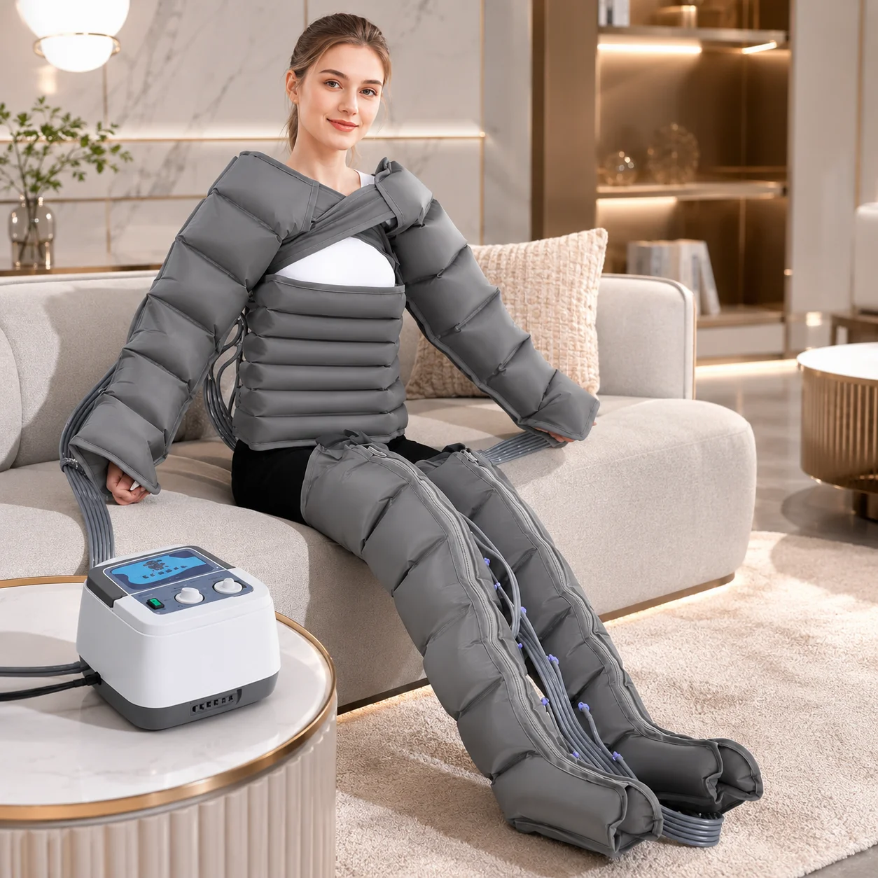 Electric Pressotherapy Air Compression Leg Foot Massager Vibration Infrared Therapy Arm Waist Pneumatic Air Wave Pressure Machin