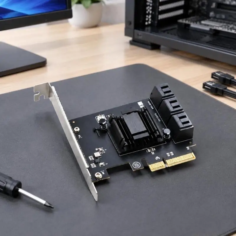 PCIe3.0 X 4 to ATA Port Expansion Board with PCIe3.0 X 4 Interfaces for Desktop
