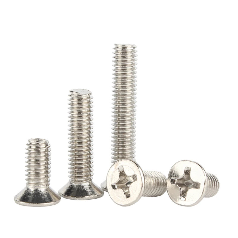 Flat Head Screws Carbon Steel Phillips Machine Screws Precision M1.4 M2 M3 M4 Nickel Plated KM Countersunk Electronic Computer