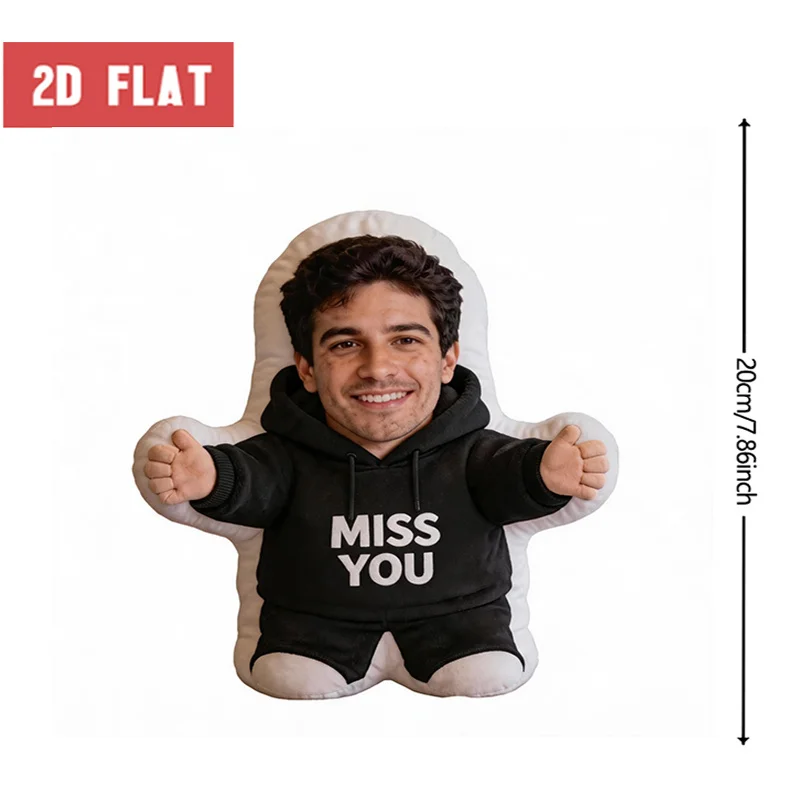 Custom Face Personalized Photo Shaped Pillow, Cute Human Figure Decorative Cushion with 