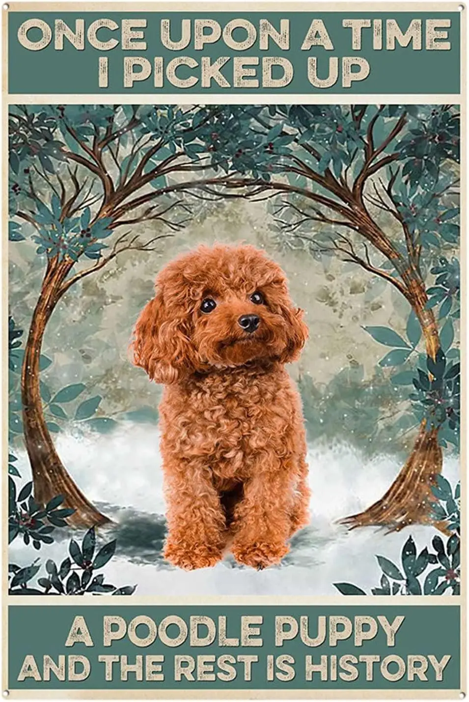 Funny Metal Signs for Women Funny Tin Vintage Bathroom Funny Love Dogs Signs Once Upon A Time I Picked Up A Poodle Puppy Lo sign