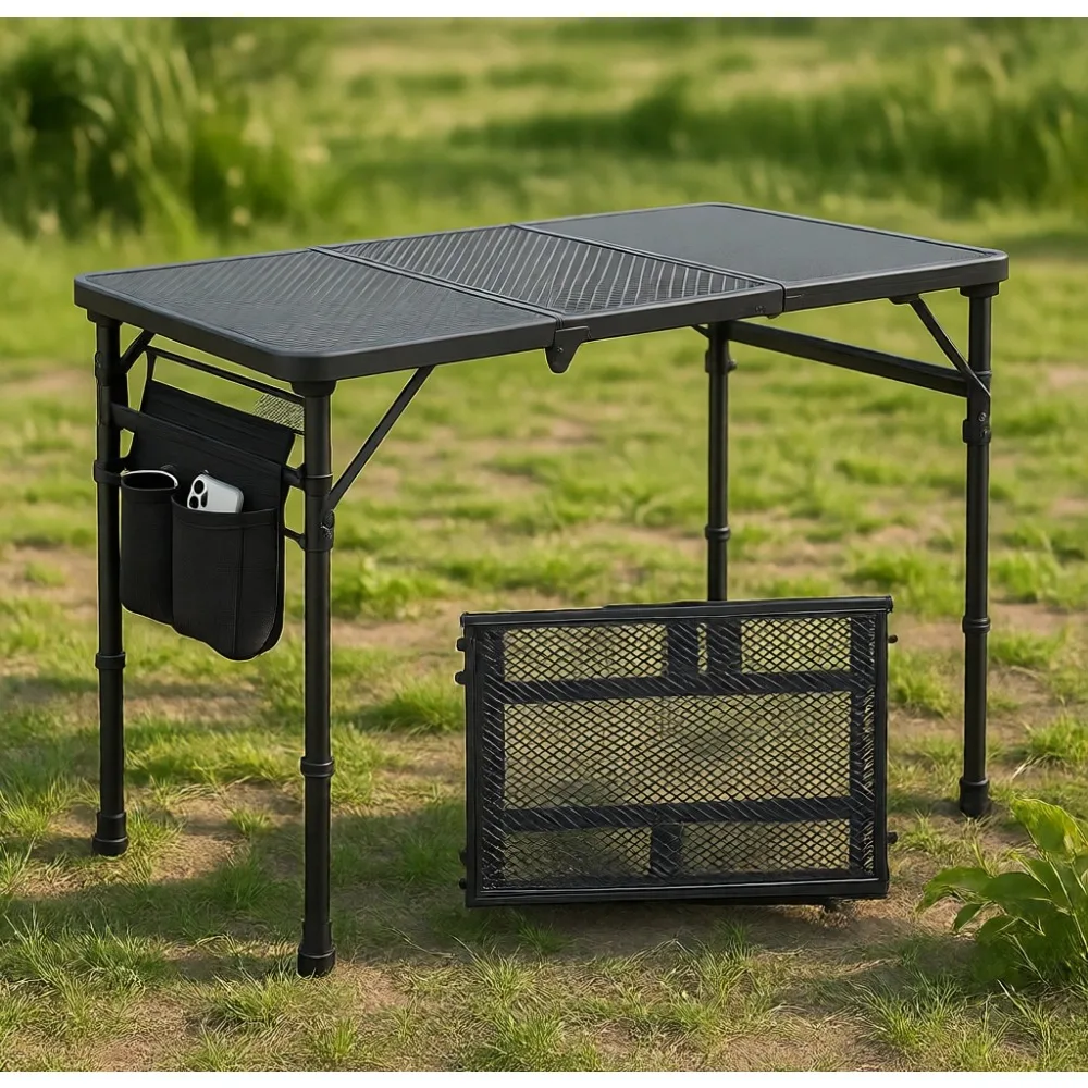 

Portable Folding Camping Table 3ft Aluminum Adjustable Height Picnic Outdoor Backyard BBQ Beach